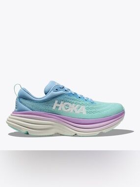 Hoka Womens Bondi 8 Running Shoes Size 7.5B Blue Lavender Gradient lightweight